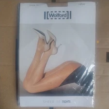 Wolford Sheer 15 Matte Tights, Size Large in Cosmetic 