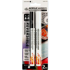 Royal  Langnickel 2 Piece Acrylic 2mm Reversible Tip Black/White Marker