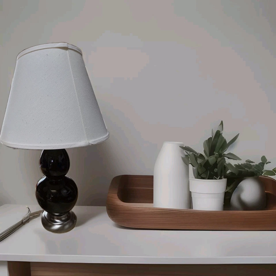 Lámparas Robert Abbey Lámpara Doble Calabaza Marrón Chocolate Par Base Plateada Foto 2 de 4