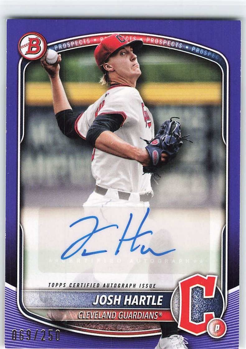 2025 Bowman Josh Hartle AUTO #BPA-JH - PURPLE /250 - Cleveland Guardians