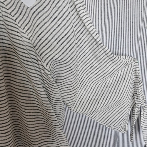 Liz Claiborne XL Striped Tie Sleeve Top Square Neck Blouse Casual Elegant - Picture 3 of 5