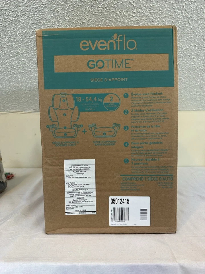 Asiento elevador Evenflo GoTime LX (negro Chardon) Foto 3 de 4