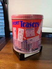 VINTAGE 1990 Cardinal Sports Teasers 7 Peg Wood Brain Teaser Games in Tin 