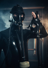   Israeli Gas Mask Combo  Hose Tube  Latex Rubber Gummi  Breathplay Fetish.