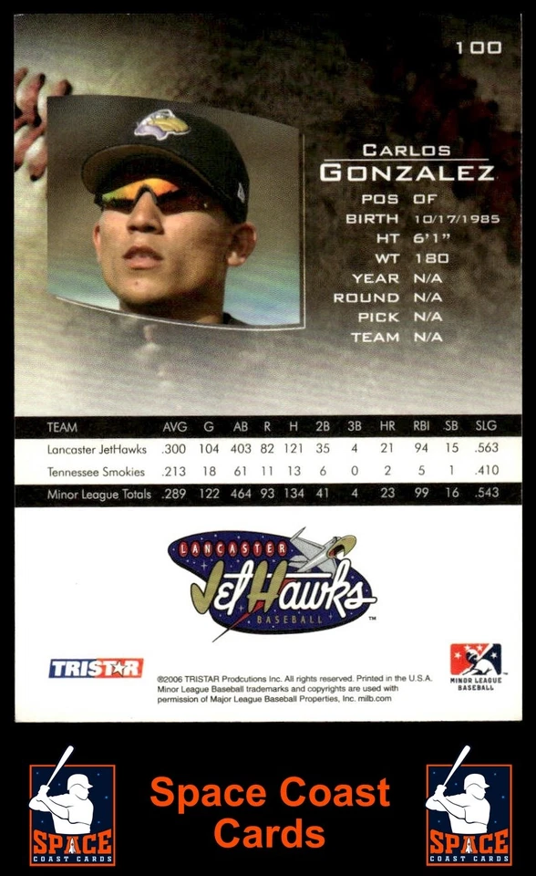 TriStar Prospects Plus #100 2006 Carlos González Foto 2 de 2