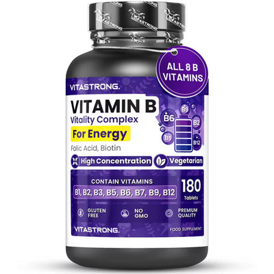 Vitamin B Complex Made in Italy - Vegan Gluten free | Biotin Folic acid 180 tab