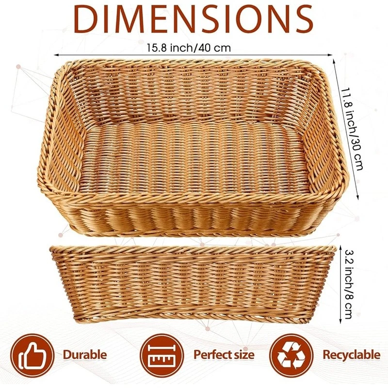 Juego de 6 cestas de pan tejidas almacenamiento para servir cocina picnic verduras aperitivos EE. UU. Foto 3 de 4