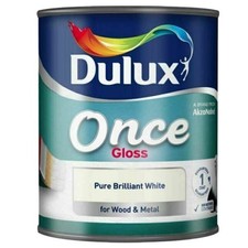 Image of DULUX Once Gloss Pure Brilliant White Paint Wood & Metal Size "750ML, 1.25L"