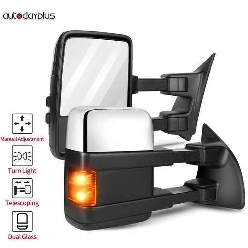 Chrome Power Heated Tow Mirrors for 99-07 Ford F250-F550 Super Duty LED Signal
