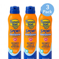 Banana Boat SPF 50+ Sport Coolzone Spray 6 oz 3 Pack New 3.20 per gallon