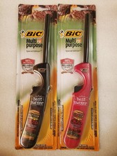 2PK Bic Multi Purpose Lighter Special Edition Grill NEW &ldquo;Best Burger&rdquo; Red/Black