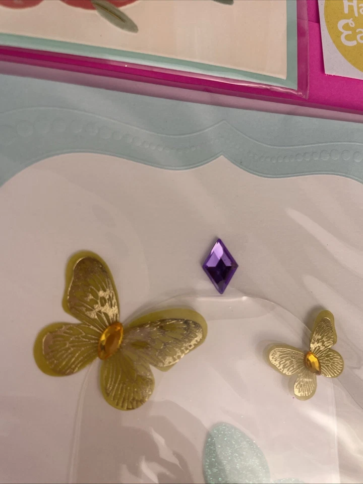 3 FABULOSAS 🦋Papiro Feliz Pascua Letra Dorada 3D Tarjetas de Felicitación Brillo + Sellos Foto 4 de 4