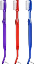 Double-Ended Orthodontic Toothbrush V-Trim Braces Cleaner with Interdental 3pk