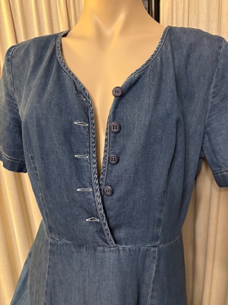 Laura Ashley blue denim maxi dress 8 10 EUC