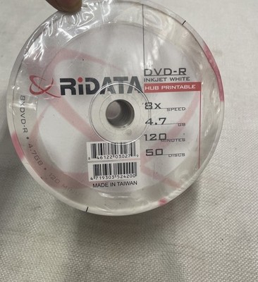50 RIDATA Blank 8X  DVD-R Ink-Jet White  4.7GB Recordable Media Discs