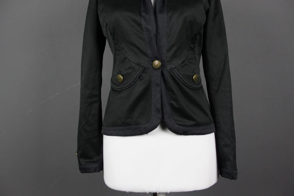 Chaqueta Blazer Just Cavalli Negra Un Pecho Cuello Un Botón Talla 42 Foto 3 de 4