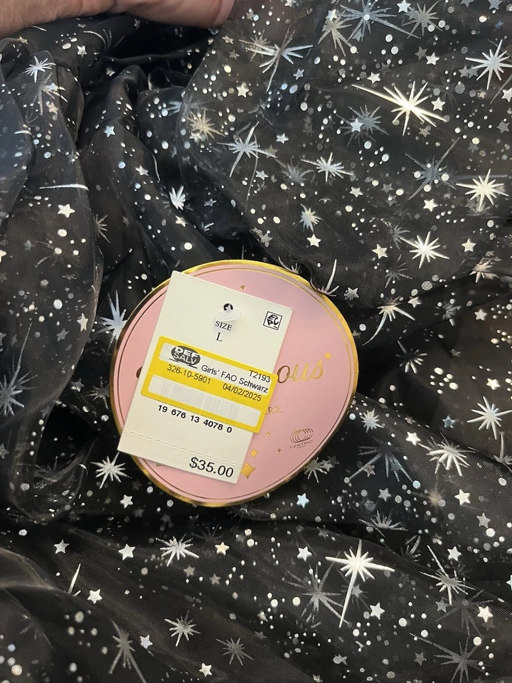 Vestido Tutú FAO Schwarz Niñas Grande 10 12 Negro Manga Larga Volantes Tul Estrella Nuevo con Etiquetas Foto 4 de 4