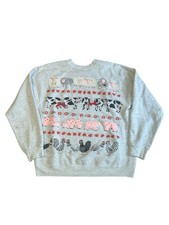 Vintage 1992 Farm Animal Sweatshirt Cottagecore Cows Pigs USA Womens OSFA