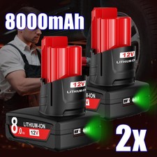 2X 8000mAh For Milwaukee For M12 12V Extended Capacity Lithium Battery with LED