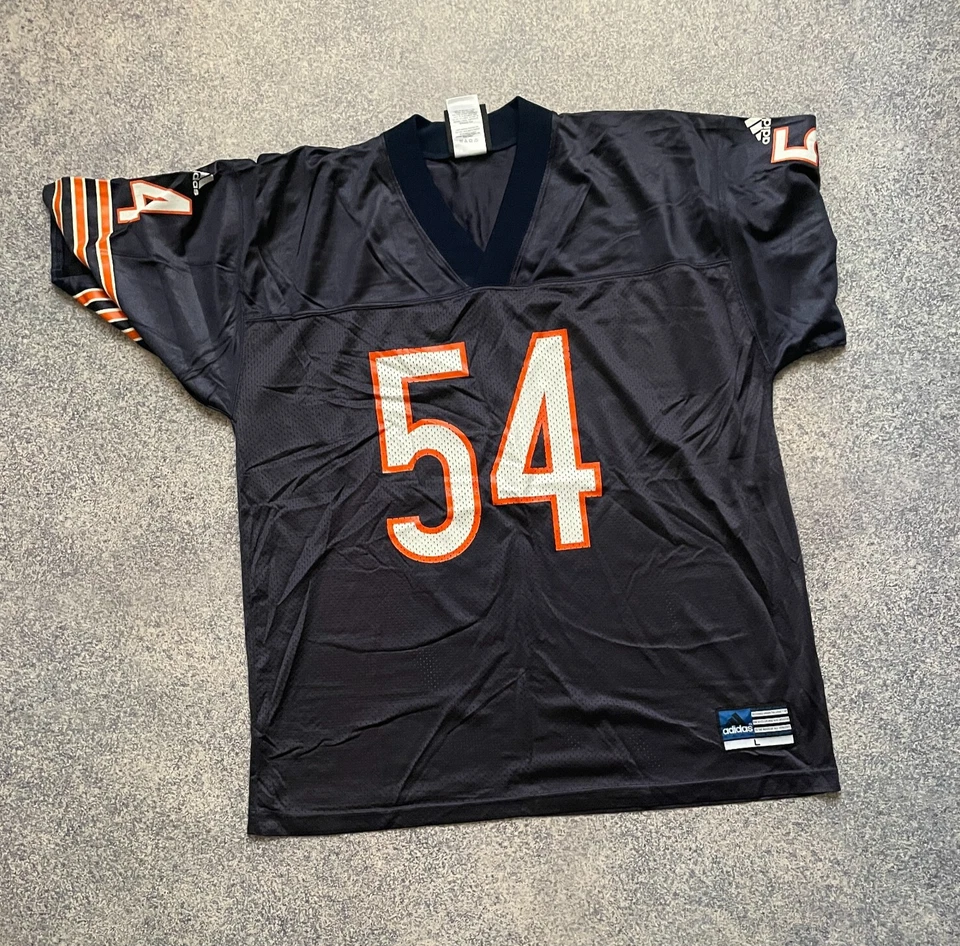Camiseta deportiva vintage Brian Urlacher #54 Chicago Bears ADIDAS azul marino gráfica talla L Foto 2 de 4