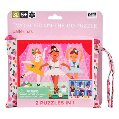 Petit Collage Two-Sided 49-Piece Puzzle for Kids, Ballerina   On-The-Go Double-S