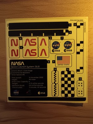 Sticker LEGO 10341 NASA Artemis Space Launch System