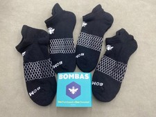 BOMBAS 4 Pairs Honeycomb Men Solid Black Cushion Ankle Socks Size Large