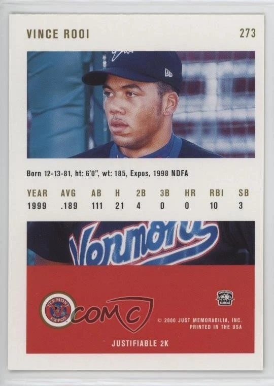 2000 Just Minors Justifiable Gold Vince Rooi #273 - Image 2 of 2