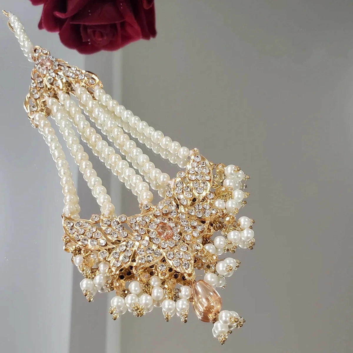 Bollywood indian Pakistani bridal kundan jhoomar passa