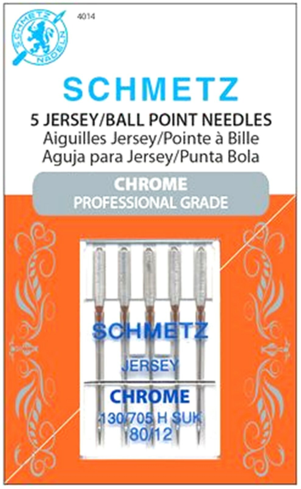 Schmetz Chrome Ball Point Needles Size 80/12 5-Pack S-4014 Free Shipping