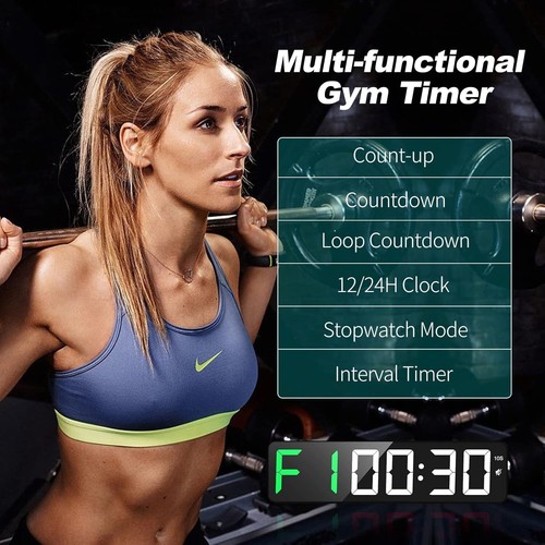 Gym Timer 15" Large LED Display Wall Clock | Interval Workout - Picture 3 of 7
