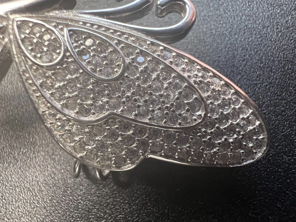 Pendientes de brazalete de plata 925 divididos con circonita cúbica para mujer doble oreja escalador empuje hacia atrás Foto 4 de 4