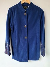 Vtg Bob Mackie Wearable Art Coat, Size Medium 12-14, Blue Fleece, Sequins