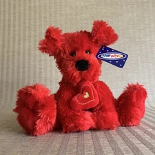Mary Meyer Puppy Dog Plush 9" Red Love Heart Soft Shaggy Bean Bag Stuffed Animal