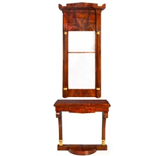 Large Biedermeier Antique Mahogany Pier Mirror and Console Table ca. 1820-40