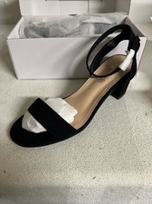 DREAM PAIRS Women's Black Sudede Open Toe Ankle Strap Low Block Chunky Heels ...
