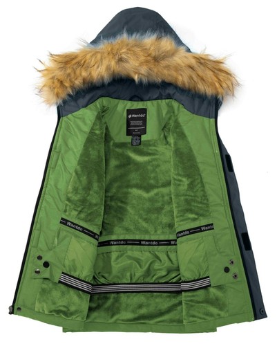 Wantdo Boy's Thick Winter Jacket Coat Waterproof Parka With Fur Hood Snow Jacket - Picture 41 of 48