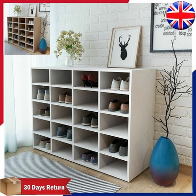 Shoe Rack Chipboard 20 Pairs Shoes Storage Organiser Shelf Footwear White Oak Ebay