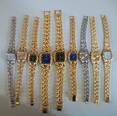Geneva Gold Or Silver Finish Nugget Style Bracelet Fashion Men Or Women Watch