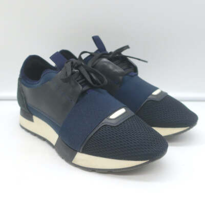 Balenciaga Race Runner Sneakers Navy Leather & Mesh Size 37 | eBay