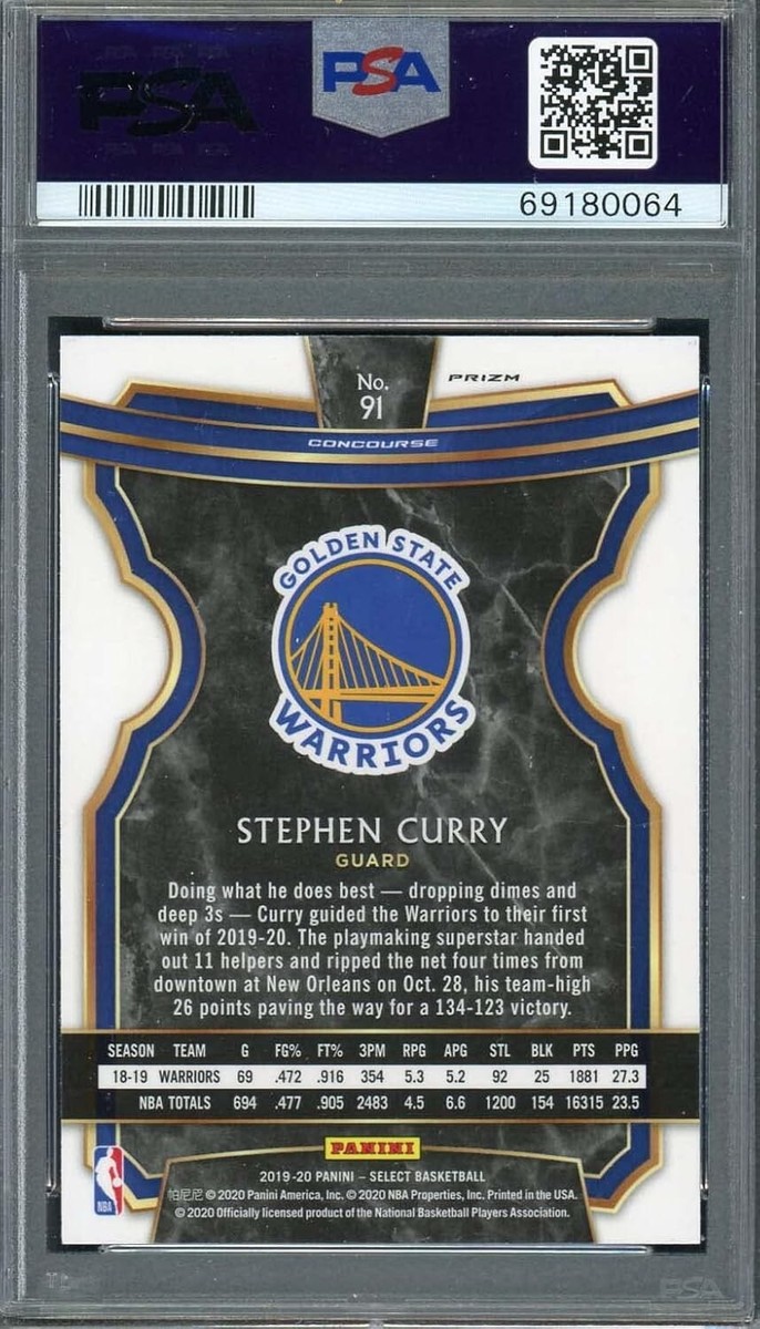 Stephen Curry 2019 Panini Select Silver Prizm Basketball Card #91