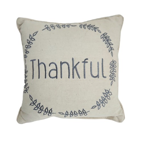 Dankbares Dekokissen Thanksgiving Herbst rustikales Dekor Akzent bestickt 10x10 Zoll