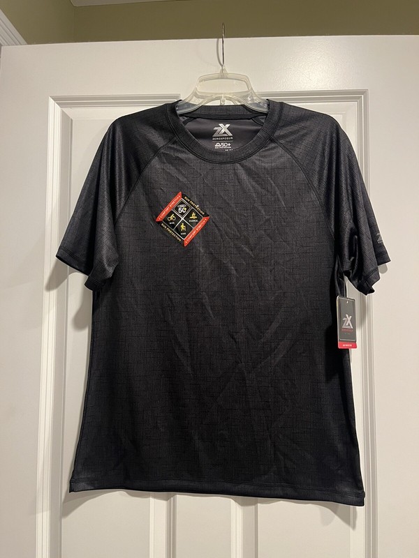 zeroxposur mens t-shirt medium black new comfort stretch ups 50+ protection