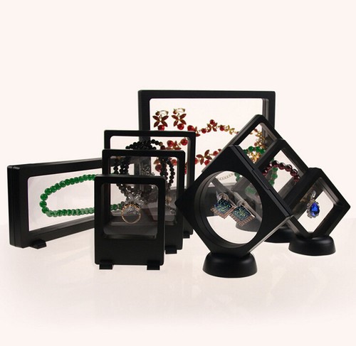 3D Floating Bracelet Ring Jewelry Coin Display Frame Holder Stand Box Case Black - Picture 3 of 13
