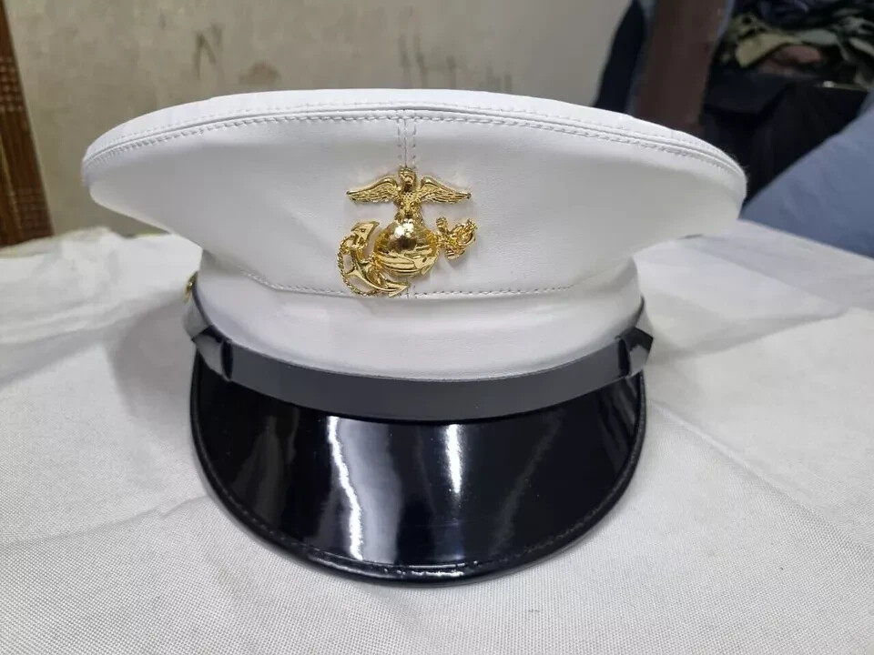 USMC Marine Corps Dress Blues White Cap Cover – Size ½ Military Uniform  Hat