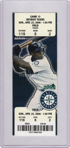 Justin Verlander WIN#2 DEBUT SEATTLE Mariners Tigers 4/23/2006 Ticket BELTRE HOF - Picture 3 of 12