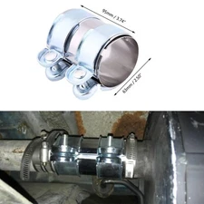 2.5" Stainless Turbo Exhaust Band Clamp Muffler Cat back Pipe Connector W/Bolts 