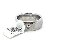 Triton Cobalt Satin Finish Vertical Grooved 8mm Diamond Step Edge Band Ring