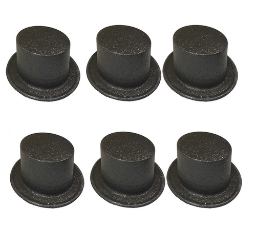 6 X Nero cappelli a cilindro glitter coperti in plastica Costume Addio Al  Celibato Nubilato Notte 0025 | eBay
