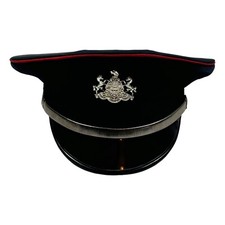 Vintage Obsolete Swoyersville PA Police Hat Bayly Inc Dark Navy Blue w Red Line